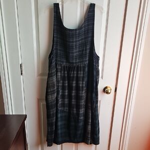 Urban Renewal Navy and Black Plaid Sleeveless Shift Dress